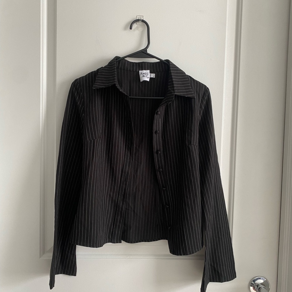 Princess Polly Black and White Pinstripe Shirt